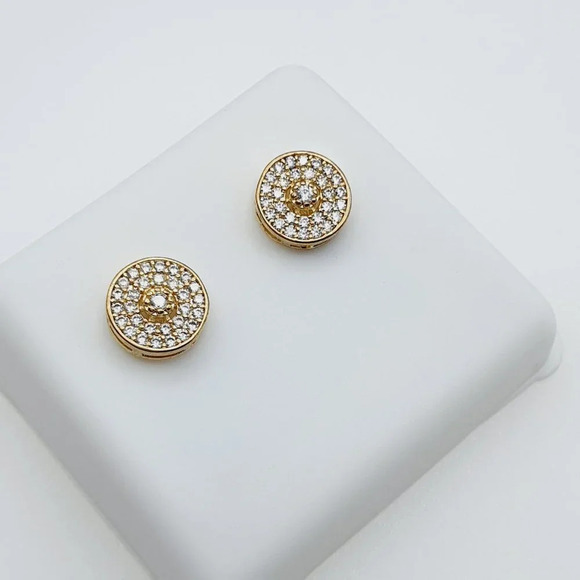 "14K Gold Plated Cubic Zircon Earrings, INUS1BR107 - Picture 7 of 10